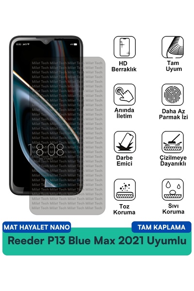 Milat Tech فيلم حماية الشاشة Reeder P13 Blue Max 2021 Mat Ghost Nano مقاوم لل...