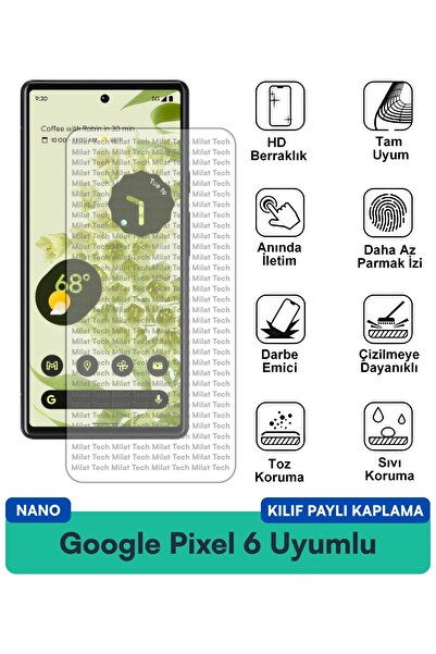 Milat Tech حافظة جوجل بيكسل 6 نانو متوافقة مع طبقة حماية الشاشة، مقاومة للخدش...