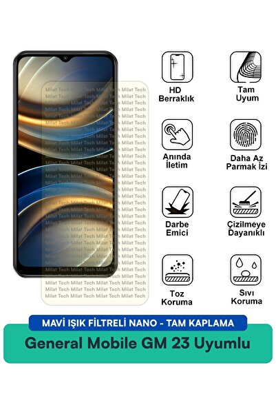 Milat Tech فيلم حماية الشاشة النانوي من جنرال موبايل GM 23 مع فلتر الضوء الأز...