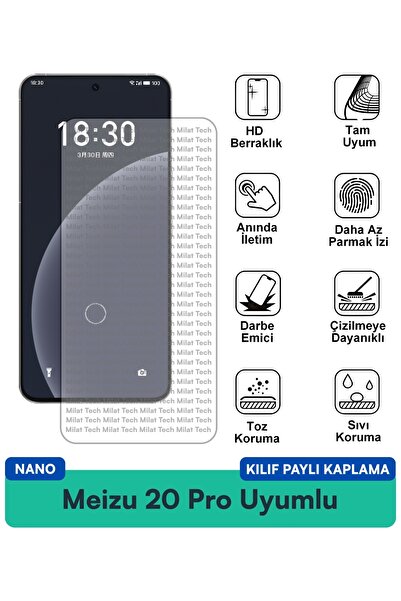 Milat Tech غطاء حماية نانو لهاتف ميزو 20 برو متوافق مع فيلم حماية الشاشة، حسا...