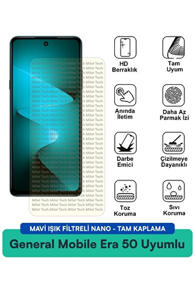 Milat Tech فيلم حماية الشاشة نانو من جنرال موبايل إيرا 50 مع فلتر الضوء الأزر...