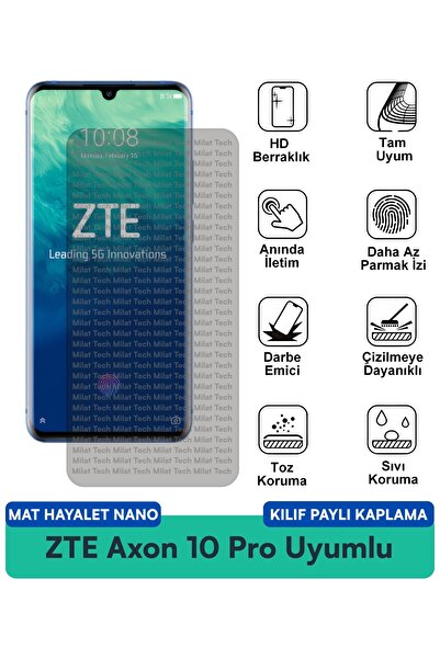 Milat Tech حافظة ZTE Axon 10 Pro Matte Ghost Nano متوافقة مع طبقة حماية الشاش...
