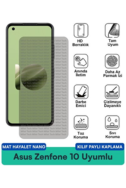 Milat Tech حافظة Asus Zenfone 10 Matte Ghost Nano متوافقة مع طبقة حماية للشاش...