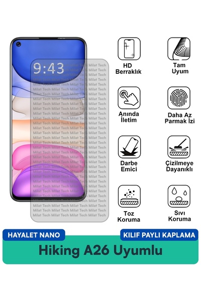 Milat Tech حافظة Hayalet Nano من Hiking A26 متوافقة مع فيلم حماية الخصوصية وم...