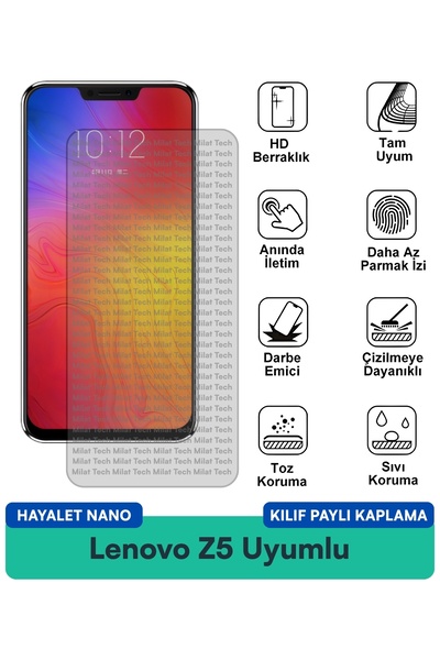 Milat Tech غطاء حماية شاشة متوافق مع هاتف Lenovo Z5 Ghost Nano مقاوم للخدوش و...
