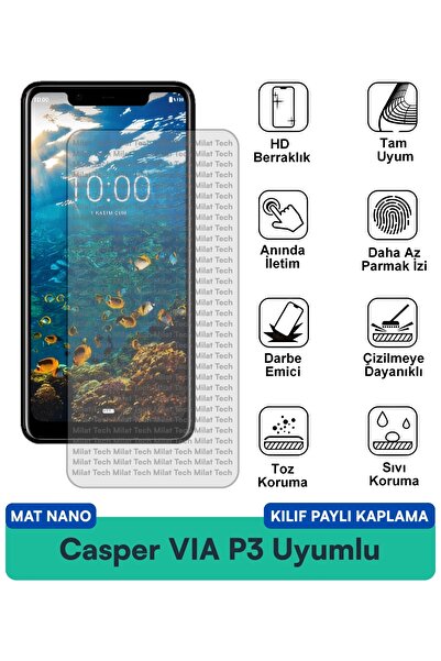 Milat Tech غطاء حماية شاشة متوافق مع Casper VIA P3 Mat Nano مقاوم للبقع ويقلل...