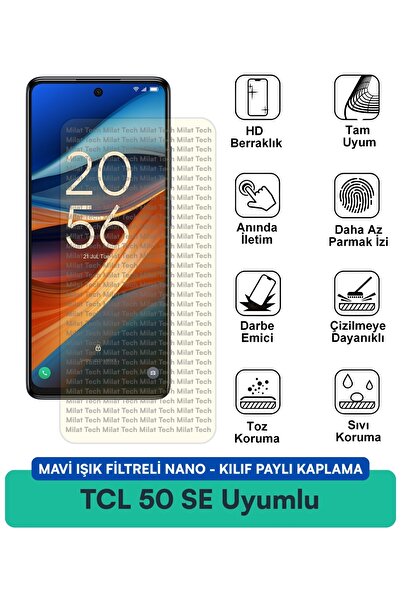 Milat Tech حافظة نانو مزودة بفلتر الضوء الأزرق TCL 50 SE، طبقة حماية للشاشة م...