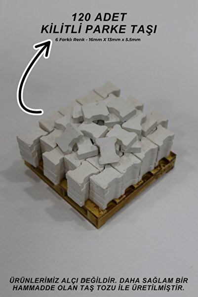 BLACKONECLASS Gerçekçi Minyatür İnşaat Kilitli Parke Taşı 120 Adet Beyaz Renk...