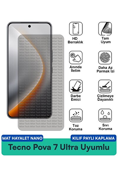 Milat Tech حافظة تكنو بوفا 7 ألترا مات هايت نانو متوافقة مع فيلم حماية الشاشة...