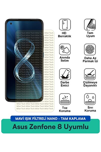 Milat Tech طبقة حماية للشاشة من النانو مع فلتر الضوء الأزرق من Asus Zenfone 8...