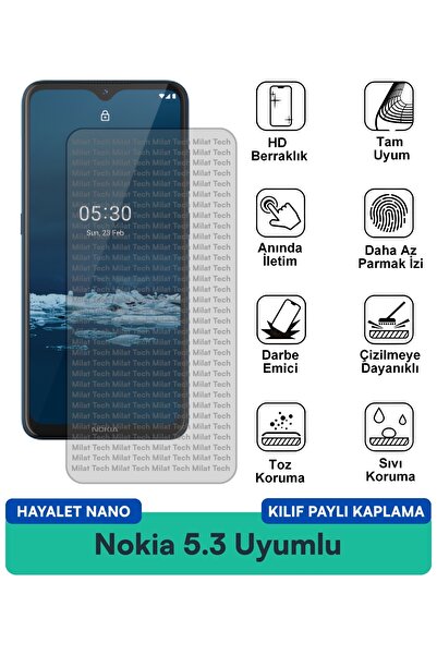 Milat Tech حافظة نوكيا 5.3 هايلايت نانو متوافقة مع حماية الشاشة وحماية الخصوص...