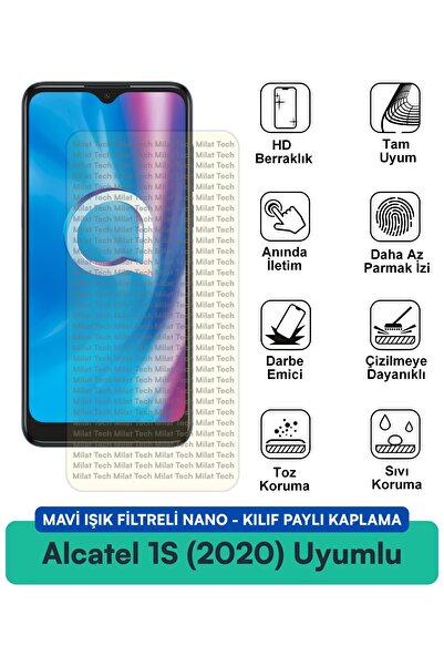 Milat Tech فيلم حماية للشاشة متوافق مع حافظة نانو من ألكاتيل 1S (2020) مع فلت...