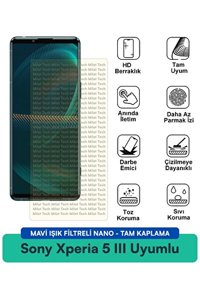 Milat Tech طبقة حماية للشاشة من سوني إكسبيريا 5 III مع فلتر الضوء الأزرق، مقا...