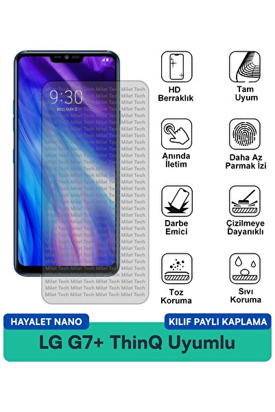 Milat Tech حافظة LG G7+ ThinQ Hayalet Nano متوافقة مع واقي الشاشة للخصوصية، ط...