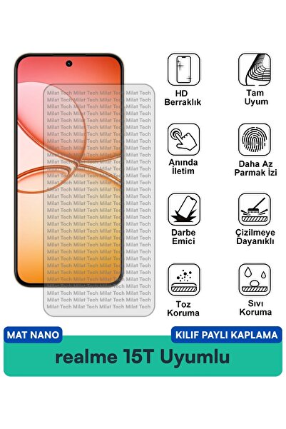 Milat Tech فيلم حماية الشاشة المتوافق مع حافظة realme 15T Mat Nano يقلل من إج...