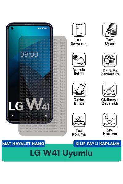 Milat Tech حافظة LG W41 Matte Ghost Nano متوافقة مع واقي الشاشة وفيلم الخصوصي...