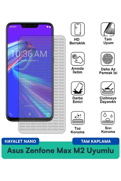 Milat Tech Asus Zenfone Max M2 Ghost Nano Film لحماية الشاشة ضد الخدوش وحماية...