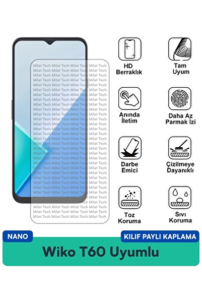 Milat Tech غطاء حماية شاشة متوافق مع هاتف Wiko T60 Nano مقاوم للخدوش والصدمات