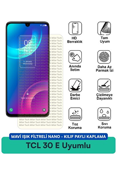 Milat Tech حافظة نانو مزودة بفلتر الضوء الأزرق TCL 30 متوافقة مع طبقة حماية ا...
