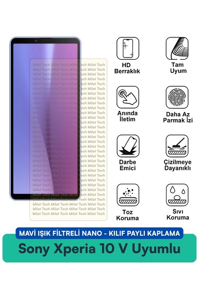 Milat Tech حافظة نانو متوافقة مع هاتف Sony Xperia 10 V مع فلتر الضوء الأزرق و...