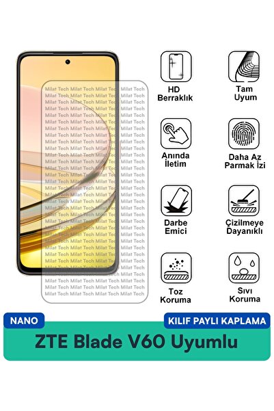 Milat Tech حافظة ZTE Blade V60 Nano متوافقة مع طبقة حماية الشاشة، حماية ضد ال...