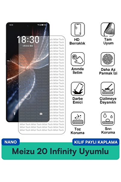 Milat Tech غطاء حماية نانو كلاسيكي لهاتف ميزو 20 متوافق مع فيلم حماية الشاشة،...