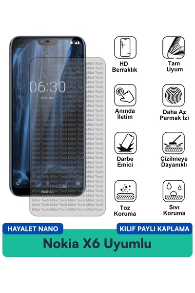 Milat Tech حافظة نوكيا X6 هايلايت نانو متوافقة مع فيلم حماية الشاشة، حماية ال...
