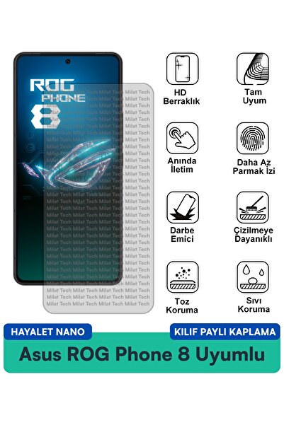 Milat Tech حافظة Asus ROG Phone 8 Hayalet Nano متوافقة مع طبقة حماية الشاشة م...