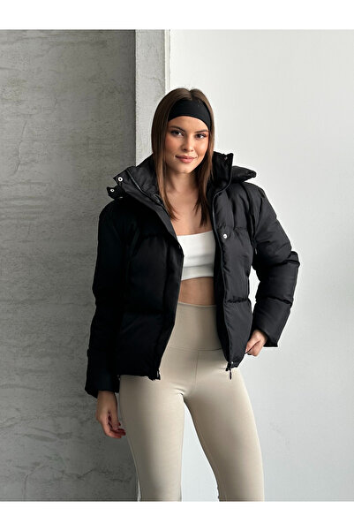 FERZOLAİO Kevin Hooded Black Inflatable Jacket