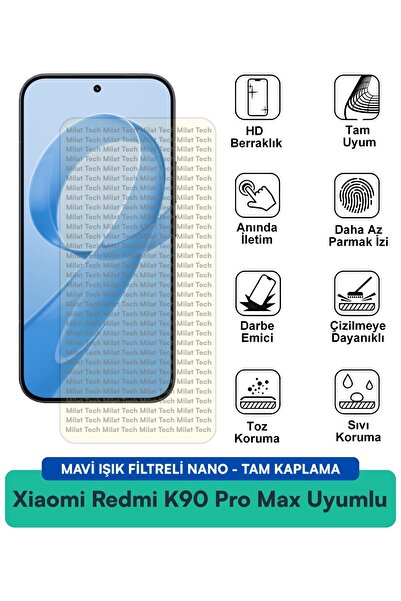Milat Tech فيلم حماية شاشة نانو لهاتف Xiaomi Redmi K90 Pro Max مع فلتر الضوء ...