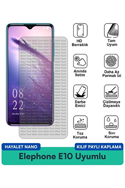 Milat Tech غطاء حماية شاشة متوافق مع هاتف Elephone E10 Hayalet Nano مقاوم للخ...