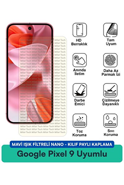Milat Tech حافظة نانو مزودة بفلتر الضوء الأزرق لهاتف جوجل بيكسل 9، متوافقة مع...
