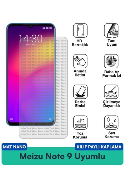 Milat Tech حافظة Meizu Note 9 Matte Nano متوافقة مع طبقة حماية الشاشة المقاوم...