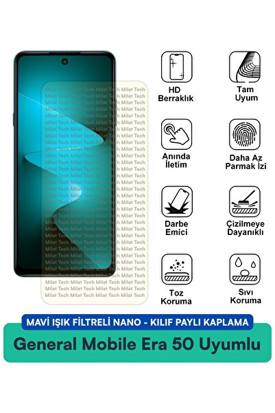 Milat Tech فلتر الضوء الأزرق من جنرال موبايل إيرا 50، غطاء نانو متوافق مع فيل...
