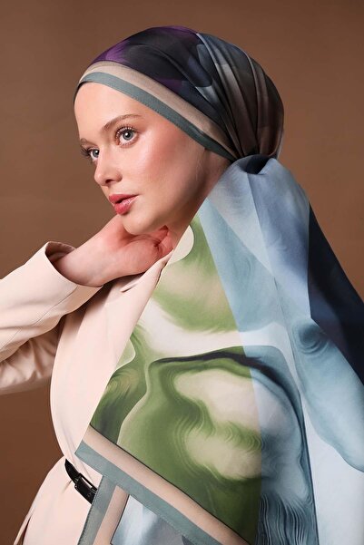 Levidor Turquoise Fragmented Pattern Aura Scarf