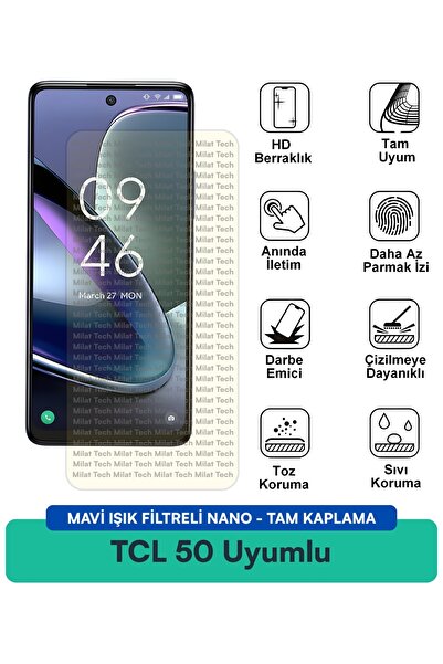 Milat Tech طبقة حماية للشاشة من TCL 50 مزودة بفلتر الضوء الأزرق ومقاومة للخدو...