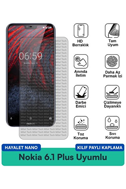 Milat Tech حافظة نوكيا 6.1 بلس هايلايت نانو متوافقة مع طبقة حماية الشاشة مقاو...