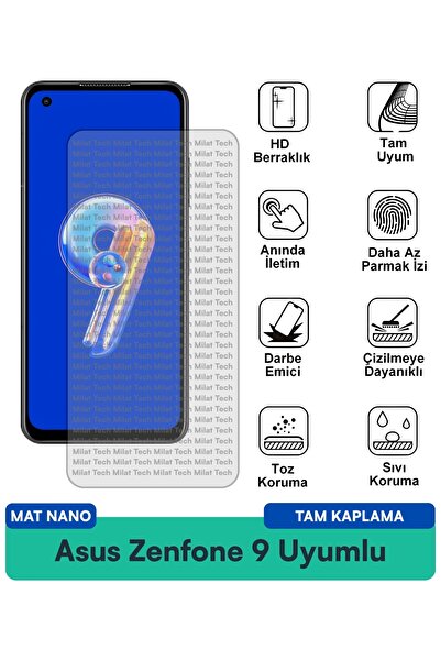 Milat Tech طبقة حماية للشاشة من Asus Zenfone 9 Matte Nano مقاومة للخدوش والصدمات