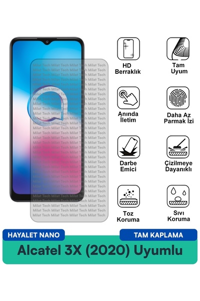 Milat Tech فيلم حماية الشاشة Alcatel 3X (2020) Ghost Nano مقاوم للخدوش والصدمات