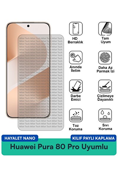 Milat Tech حافظة لهاتف هواوي بورا 80 برو فانتوم نانو متوافقة مع واقي شاشة فيل...