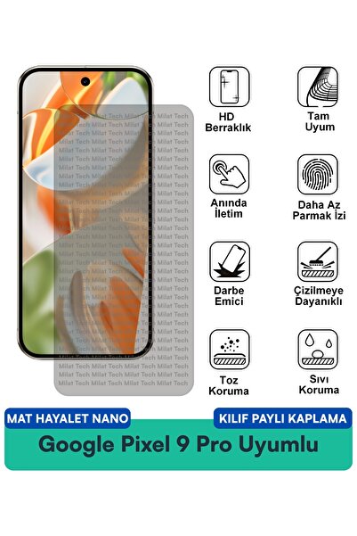 Milat Tech غطاء حماية نانو متوافق مع جوجل بيكسل 9 برو مات هايت، يقلل من انعكا...