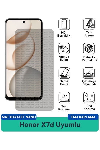 Milat Tech Honor X7d Matte Ghost Nano Film لحماية الشاشة غير لامع ومضاد لبصما...