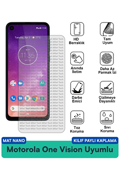 Milat Tech غطاء حماية نانو متوافق مع هاتف موتورولا وان فيجن مع فيلم حماية للش...