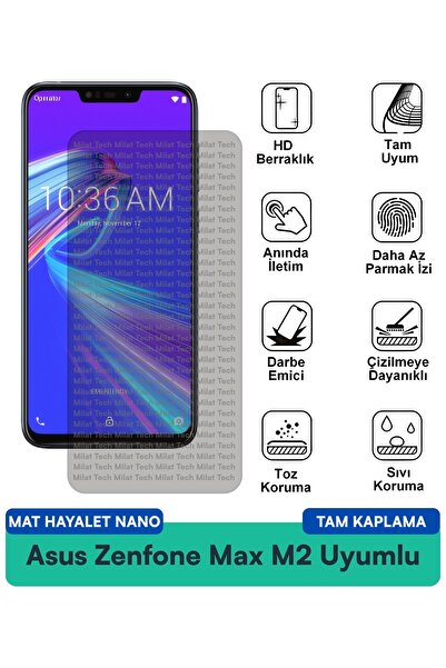 Milat Tech طبقة حماية للشاشة من Asus Zenfone Max M2 Matte Ghost Nano مقاومة ل...