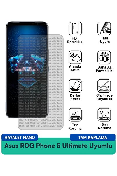 Milat Tech طبقة حماية للشاشة من نوع Asus ROG Phone 5 Ultimate Hayalet Nano مق...