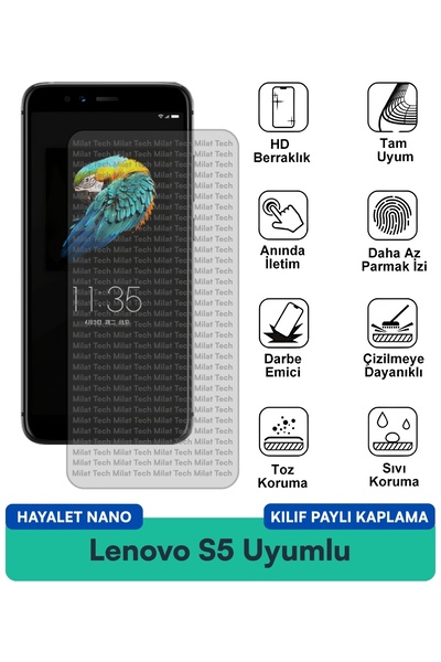 Milat Tech حافظة Lenovo S5 Ghost Nano متوافقة مع طبقة حماية مقاومة للبقع وحما...