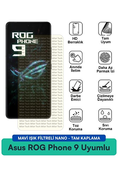 Milat Tech طبقة حماية للشاشة من النانو لهاتف Asus ROG Phone 9 مع فلتر الضوء ا...