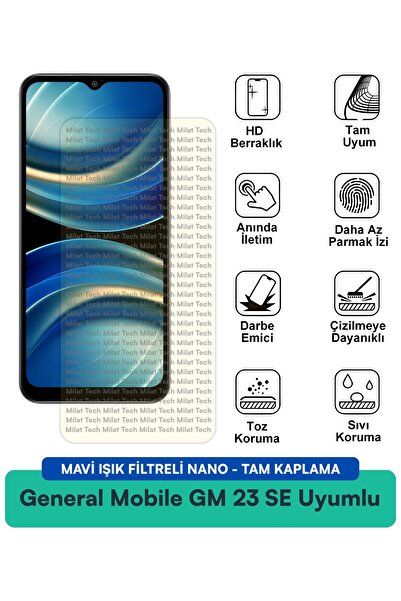 Milat Tech فيلم حماية الشاشة النانوي من جنرال موبايل GM 23 SE مع فلتر الضوء ا...