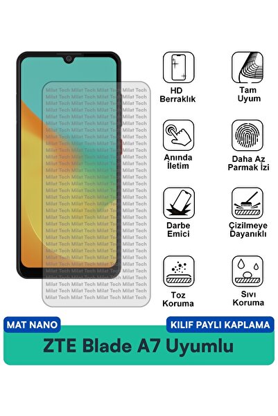 Milat Tech حافظة ZTE Blade A7 Matte Nano متوافقة مع طبقة حماية الشاشة مقاومة ...