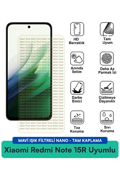 Milat Tech فيلم حماية شاشة نانو لهاتف Xiaomi Redmi Note 15R مع فلتر الضوء الأ...